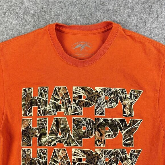 Duck Commander T Shirt Adult M Orange Camo Happy Graphic Phil Robertson SS Mens - Picture 3 of 11